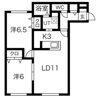 モンレーヴ北27【3階】の間取り