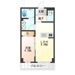 1LDKの間取り画像