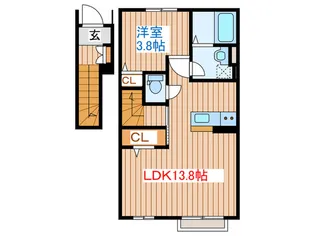 カーサ・フェリーチェ連坊【2階】の間取り