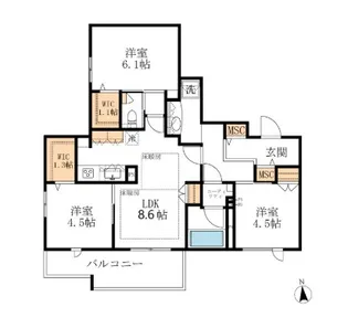 千葉県流山市南流山6【マンション】の間取り