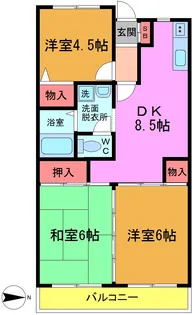 市川グリーンタウン磯貝【2階】の間取り