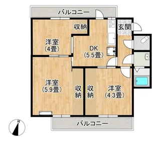 ヴィラナリー善通寺2号棟【2階】の間取り