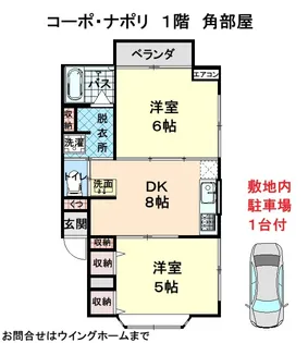 桜ヶ丘5丁目ナポリ2DK【1階】の間取り
