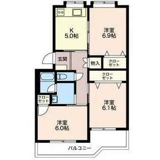 ハイツしらい【2階】の間取り