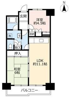 UR玉串西【4階】の間取り