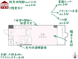 パラドール西院・パートII【5階】の間取り