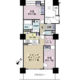 ベイマークスクエア シティコートタワー【19階】の間取り