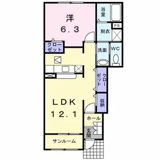 ミニヨンコリーヌB【1階】の間取り