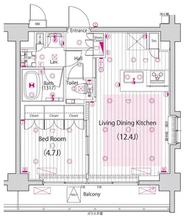ガーラ・リバーサイド目黒【9階】の間取り