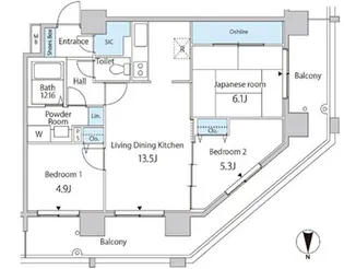 セルリアンホームズ勝どき【15階】の間取り