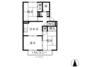 グレースタウン B【1階】の間取り