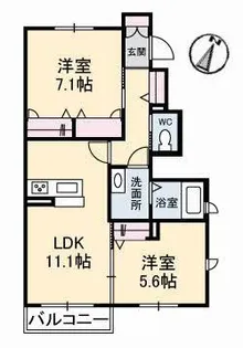 シャーメゾン伊倉本町【1階】の間取り