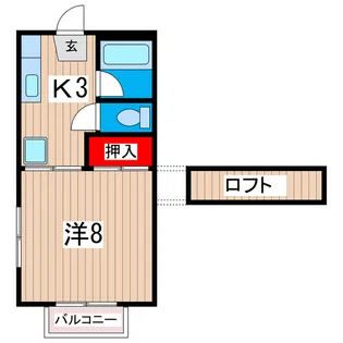 1DKペーシェ【2階】の間取り