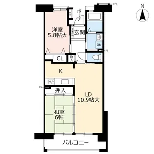 URアーベインルネス友泉【7階】の間取り