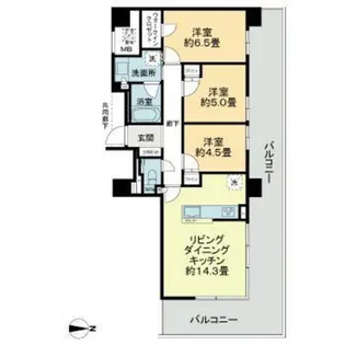 ライオンズタワー岡山千日前【11階】の間取り