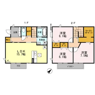 福岡県糟屋郡志免町南里3【一戸建】の間取り