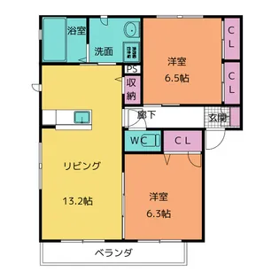 ソレイユふじ B棟【3階】の間取り