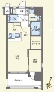 コモテリア渡辺通【4階】の間取り