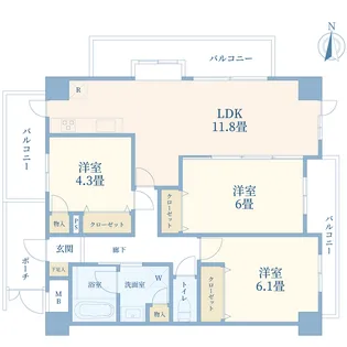 オーベル川口本町【4階】の間取り