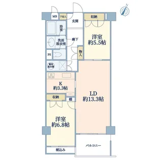 サンハイム三番町【7階】の間取り