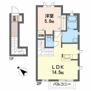 ソレアード・シェソワF【2階】の間取り