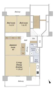 センチュリー天王寺【9階】の間取り