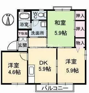 ニューヒルズ A棟【2階】の間取り