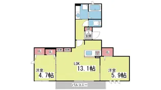 グラン・フェリシア住吉山手【2階】の間取り