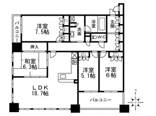 プラネスーペリア枚方牧野公園【4階】の間取り