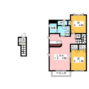 ディアベルジュD棟【2階】の間取り