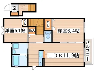 パデシオン若宮前【2階】の間取り