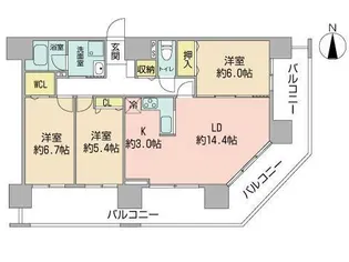 南円山シャトー桂和【6階】の間取り