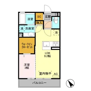 D-ROOM グランポワール 住居202【2階】の間取り
