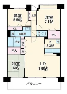 コスモ川口戸塚ガーデンフォルム【7階】の間取り