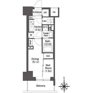 コンフォリア東新宿【7階】の間取り