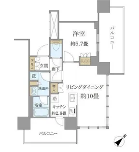 Brillia Tower 浜離宮【5階】の間取り