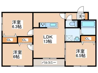 仮)月寒東1-6MS【1階】の間取り