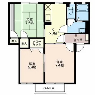 ディアス内川A【1階】の間取り