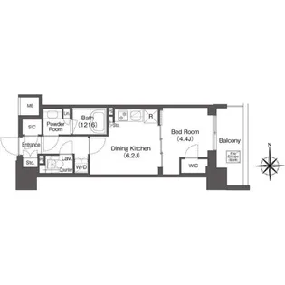 コンフォリア東新宿【7階】の間取り