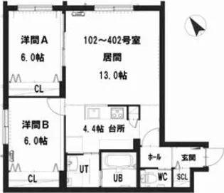 グランメール 東札幌5-5【4階】の間取り