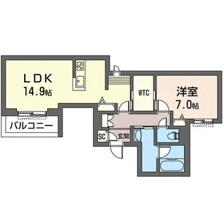ナンバーアンフィニ【1階】の間取り