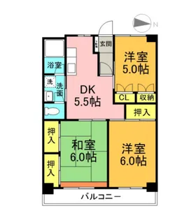 下田ハイツ【5階】の間取り