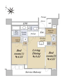 シエリアタワー中之島【21階】の間取り