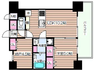 Louis Residence 弁天町【2階】の間取り