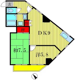 グローリアパレス壱番館【5階】の間取り