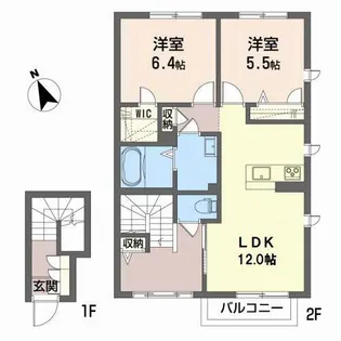 プロヌーブ名東A棟【2階】の間取り