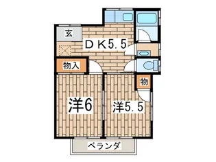 第2ハッピ-ヒルハイツ【2階】の間取り
