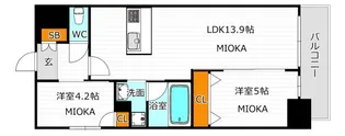 スプランディッド上本町WESTII【2階】の間取り