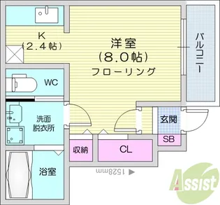 Befine六丁の目東 B棟【1階】の間取り