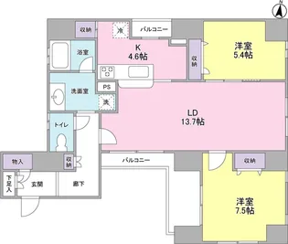 2LDKの間取り画像